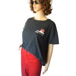 French Pastry Tokyo Vibes Boxy Cropped T Shirt Women's Size XL Black Red White